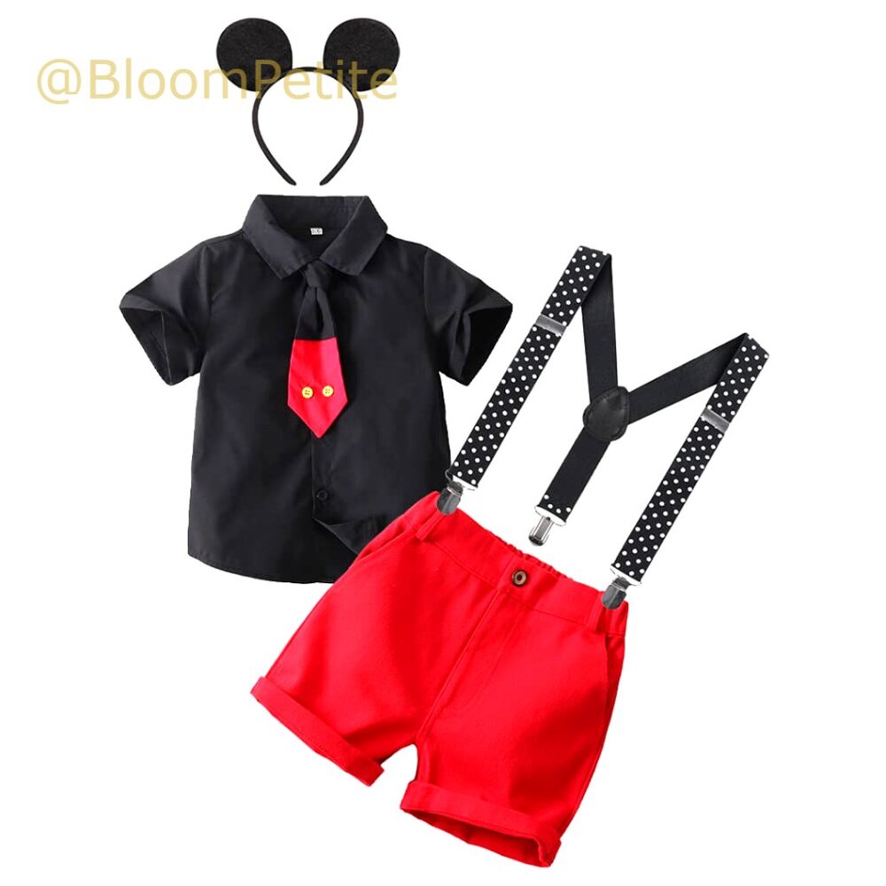 Baby Boy Birthday Outfit Shirt Suspenders Pants Cake Smash Costume